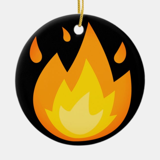 Ornamento De Cerâmica Incêndio Intenso Emoji (Frente)