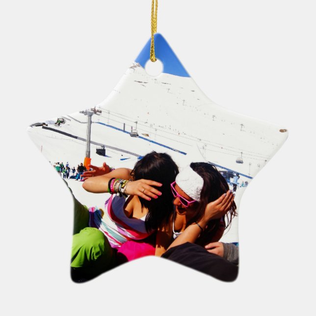 Ornamento De Cerâmica Inclinação do esqui das meninas (Frente)