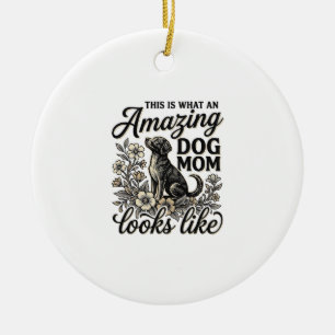 Ornamento De Cerâmica Incrível Mãe de Cachorro Design Floral Vintage Ama