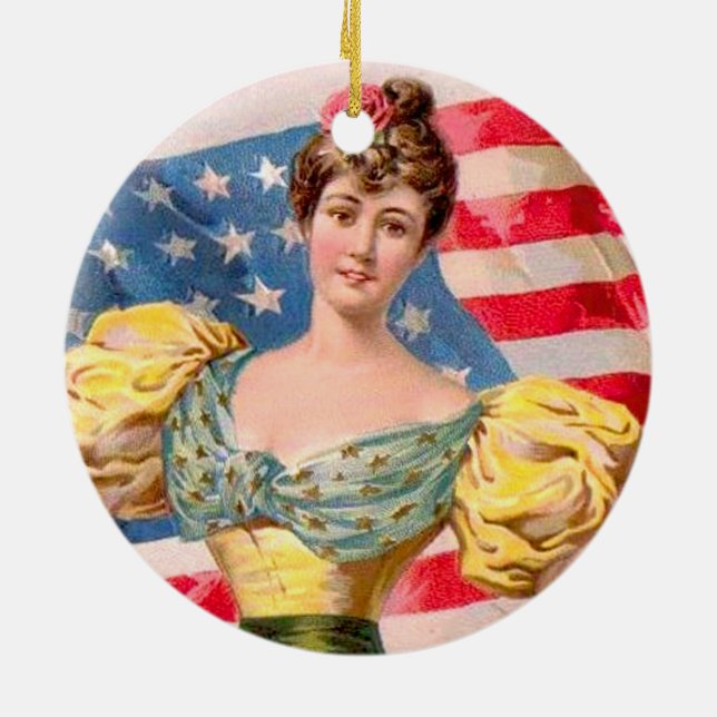 Ornamento De Cerâmica Independência da Liberdade da Bandeira Americana (Traseira)