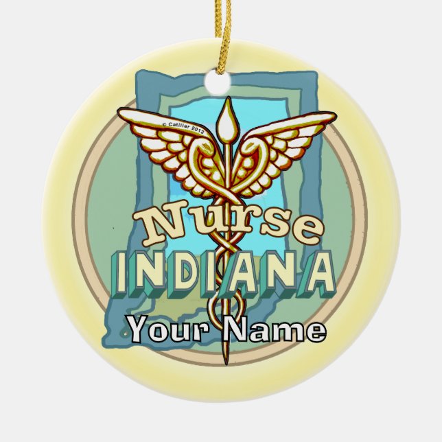 Ornamento De Cerâmica Indiana Nurse Caduceus  (Frente)