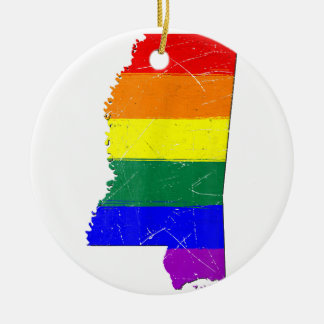 Ornamento De Cerâmica Indicador de Orgulho gay do Mississippi