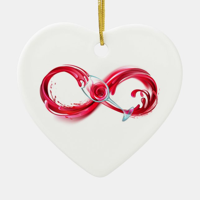 Ornamento De Cerâmica Infinidade com vinho tinto (Frente)