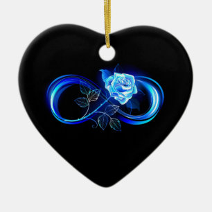 Ornamento De Cerâmica Infinito brilhante com rosa azul