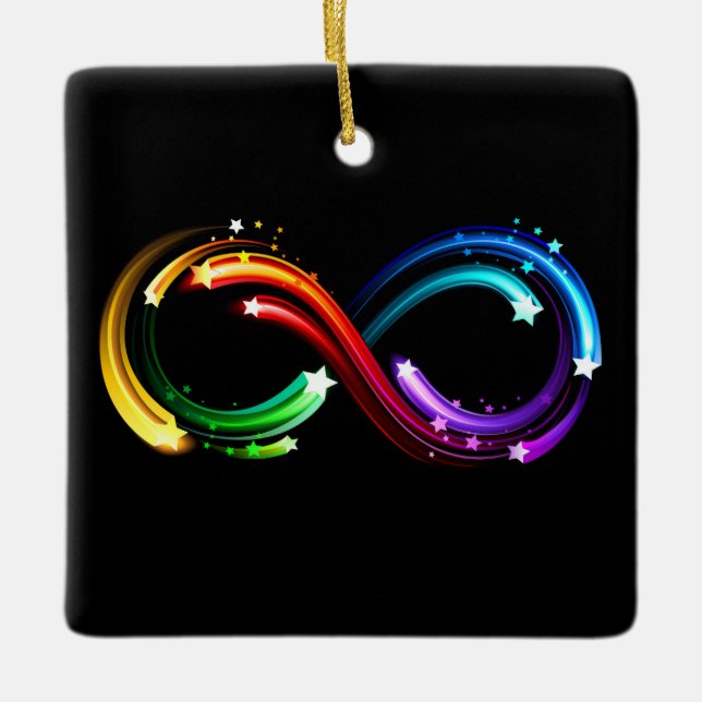 Ornamento De Cerâmica Infinity symbol of rainbow comets (Frente)