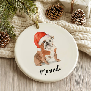 Ornamento De Cerâmica Inglês Buldogue Dog Natal