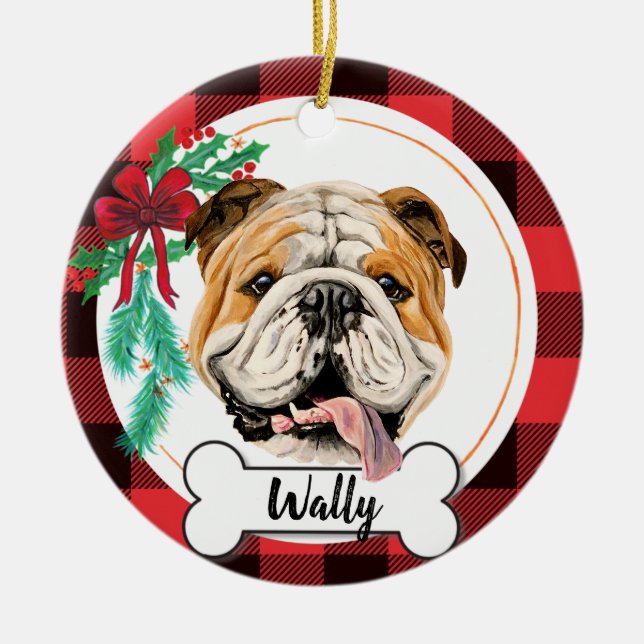 Ornamento De Cerâmica Inglês Bulldog Ornament (Frente)