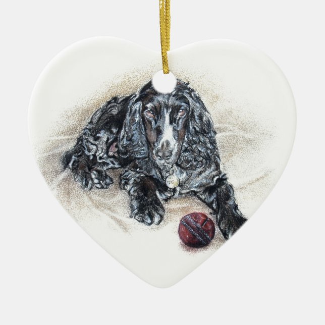 Ornamento De Cerâmica Inglês cocker spaniel com pintura da bola de grilo (Frente)