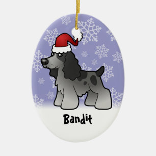 Ornamento De Cerâmica Inglês cocker spaniel do Natal (adicione o nome d