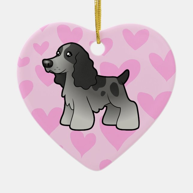 Ornamento De Cerâmica Inglês Cocker Spaniel Love (Frente)
