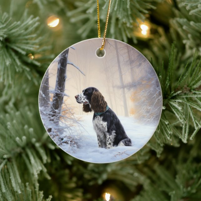 Ornamento De Cerâmica Inglês Springer Spaniel Deixe-o nevar Natal (Árvore)