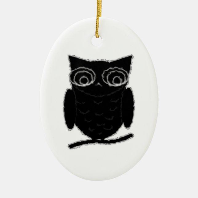 Ornamento De Cerâmica Inkblot Owl (Frente)