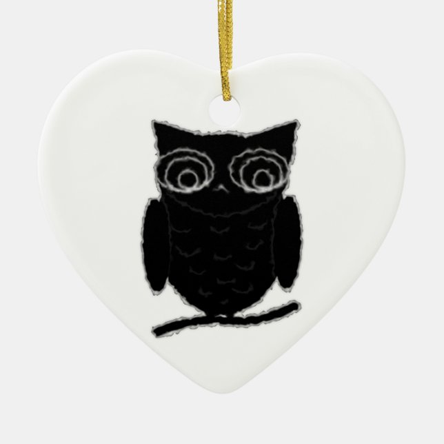 Ornamento De Cerâmica Inkblot Owl (Frente)