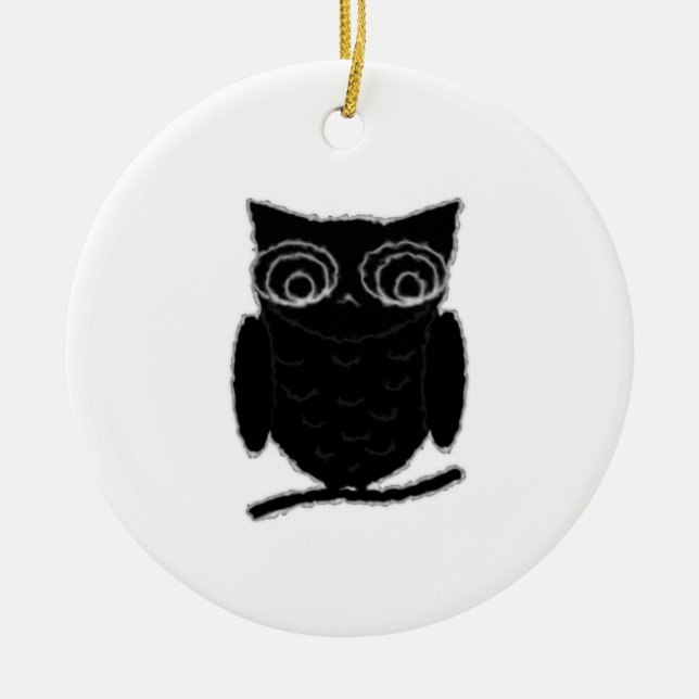 Ornamento De Cerâmica Inkblot Owl (Frente)