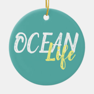 Ornamento De Cerâmica inscrição NAUTURAL OCEAN LIFE  