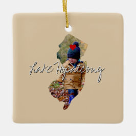 Ornamento De Cerâmica Inserção da Foto do Estado de Nova Jersey e nome d