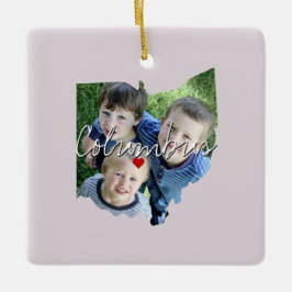 Ornamento De Cerâmica Inserção da Foto do Estado de Ohio e nome da cidad