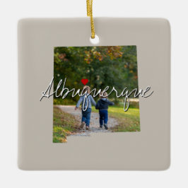 Ornamento De Cerâmica Inserção da Foto do Estado do Novo México e nome d