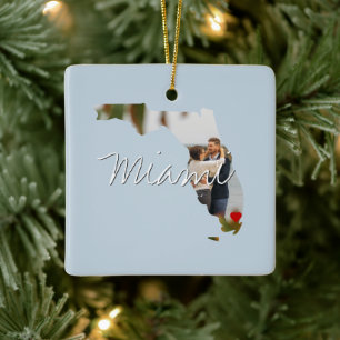 Ornamento De Cerâmica Inserção de Foto do Estado da Flórida e nome da