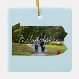 Ornamento De Cerâmica Inserção de Foto do Estado da Pensilvânia e nome d