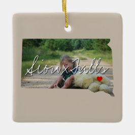 Ornamento De Cerâmica Inserção de Foto do Estado de Dakota do Sul e nome