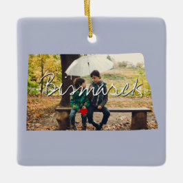 Ornamento De Cerâmica Inserção de Foto do Estado do Dakota do Norte e no