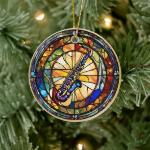 Ornamento De Cerâmica Instrumento Musical Saxofone