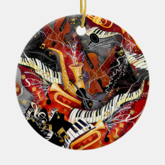 Ornamento De Cerâmica Instrumentos Musicais Coloridos, Sax, Trompete, Ju