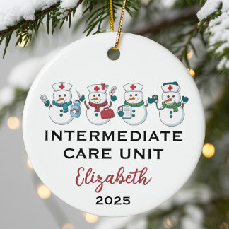 Ornamento De Cerâmica Intermediate Care Unit Cute Snowflake Nurse 