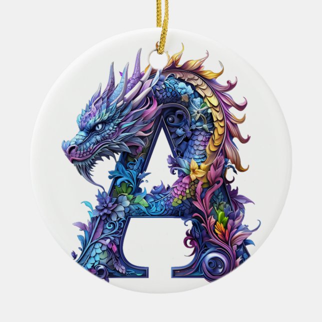 Ornamento De Cerâmica Intrate Dragon - letra A (Frente)
