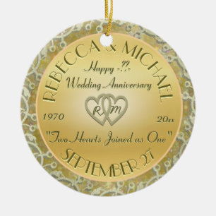 Ornamento De Cerâmica Introduza os anos que Wedding o aniversário de