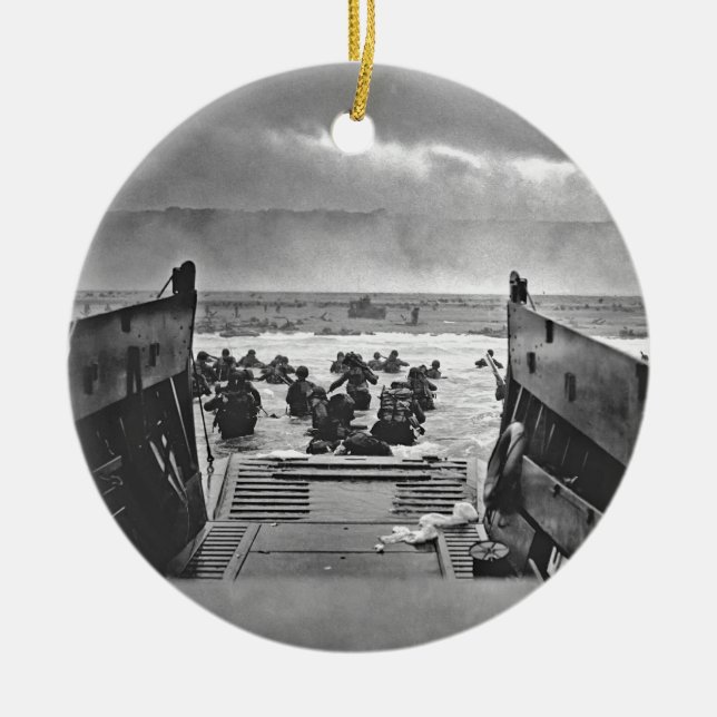 Ornamento De Cerâmica Invasão de Normandy no dia D - 1944 (Frente)