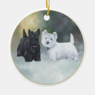 Ornamento De Cerâmica Inverno de Westie do Scottie