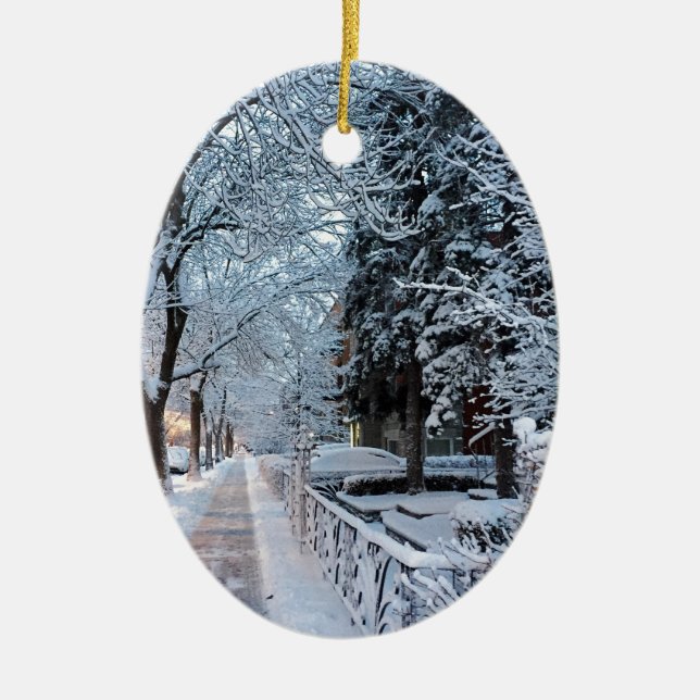 Ornamento De Cerâmica Inverno em Montreal (Frente)