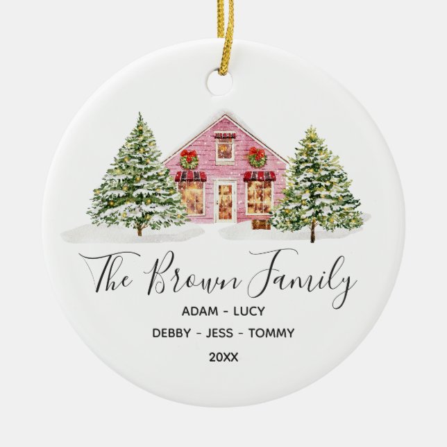 Ornamento De Cerâmica Inverno Nosso Primeiro Natal em nossa nova casa (Frente)