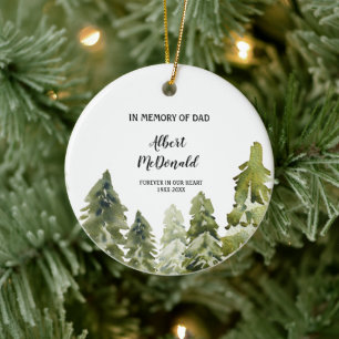 Ornamento De Cerâmica Inverno verde em memória de Natal Pai