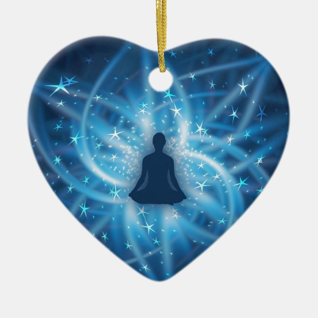 Ornamento De Cerâmica Iogue que meditating (Frente)
