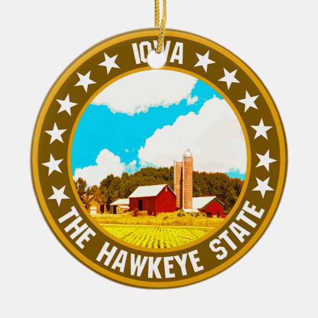 Ornamento De Cerâmica Iowa (Frente)