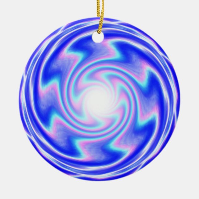 Ornamento De Cerâmica Ir para a luz - espiral azul (adicionar palavras) (Frente)