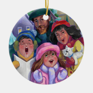 Ornamento De Cerâmica Ir para uma Ilustração de Caroling