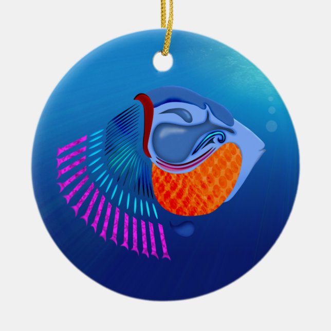 Ornamento De Cerâmica Ir Peixe (Frente)