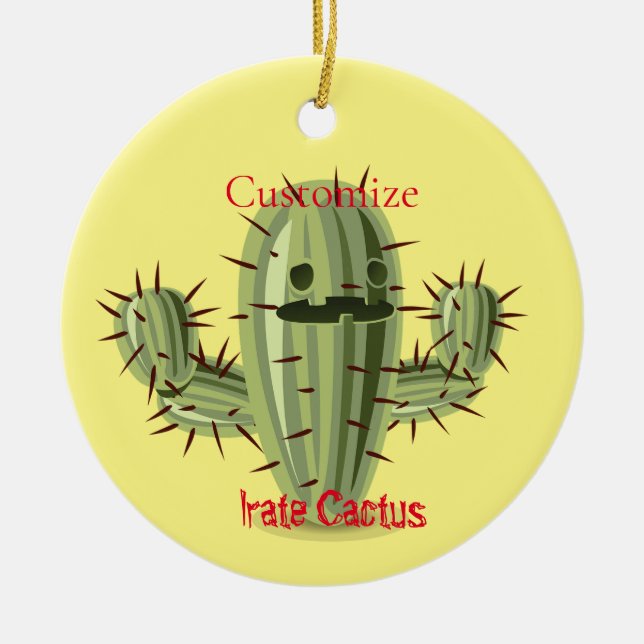 Ornamento De Cerâmica Irate Rapidamente Cactus Thunder_Cove (Frente)