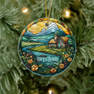 Ornamento De Cerâmica Ireland Country House Souvenir