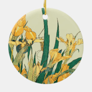 Ornamento De Cerâmica Iris de gafanhoto de Hokusai: Impressão japonesa v
