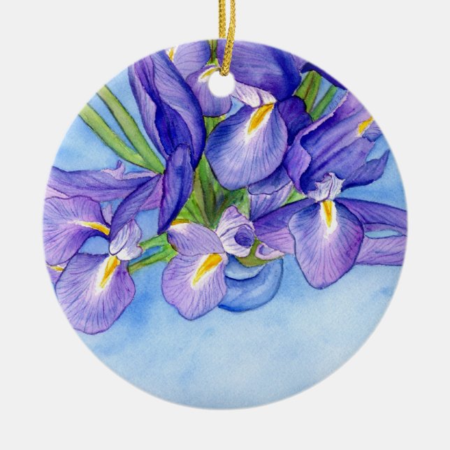 Ornamento De Cerâmica Iris Vase Flower Art Painting Pental (Frente)