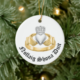 Ornamento De Cerâmica Irish Claddagh - Nollaig Shona Duit