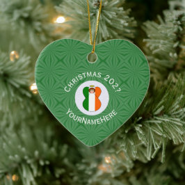 Ornamento De Cerâmica Irish Flag Christmas Angel Name Year Heart