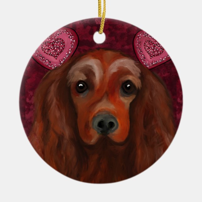 Ornamento De Cerâmica Irish Red Setter (Frente)