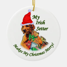 Ornamento De Cerâmica Irish Setter Christmas