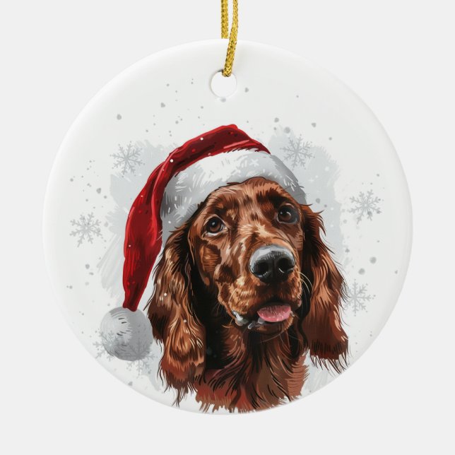 Ornamento De Cerâmica Irish Setter Dog Christmas Personalized (Frente)